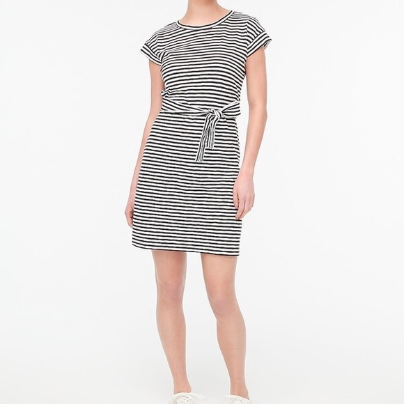 J. Crew Short Sleeve Striped Tie Waist T-Shirt Dress, small - Picture 2 of 8